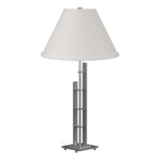 Buy vintage-platinum-with-natural-anna-shade-sf-glass-and-white-shade Metra Table Lamp by Hubbardton Forge
