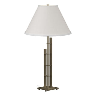 Buy soft-gold-with-natural-anna-shade-sf-glass-and-white-shade Metra Table Lamp by Hubbardton Forge