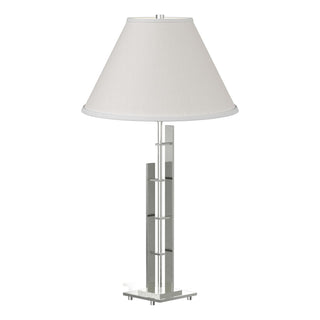 Buy sterling-with-natural-anna-shade-sf-glass-and-white-shade Metra Table Lamp by Hubbardton Forge
