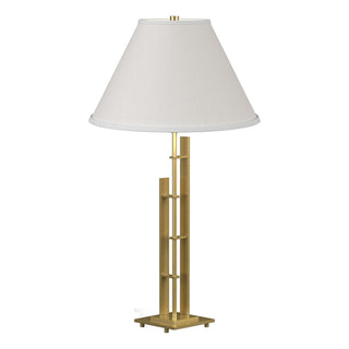 Buy modern-brass-with-natural-anna-shade-sf-glass-and-white-shade Metra Table Lamp by Hubbardton Forge