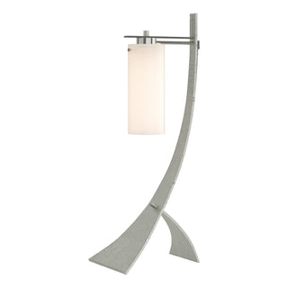 Buy sterling-with-opal-glass-gg-glass-and-white-shade Stasis Table Lamp by Hubbardton Forge