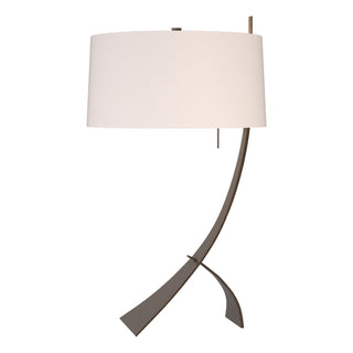 Buy bronze-with-flax-shade-se-glass-and-white-shade Stasis Table Lamp by Hubbardton Forge