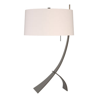 Buy dark-smoke-with-flax-shade-se-glass-and-white-shade Stasis Table Lamp by Hubbardton Forge