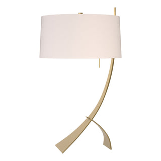 Buy modern-brass-with-flax-shade-se-glass-and-white-shade Stasis Table Lamp by Hubbardton Forge