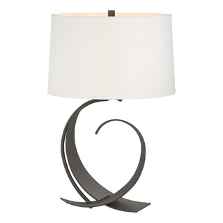Buy natural-iron-with-natural-anna-shade-sf-glass-and-white-shade Fullered Impressions Table Lamp by Hubbardton Forge