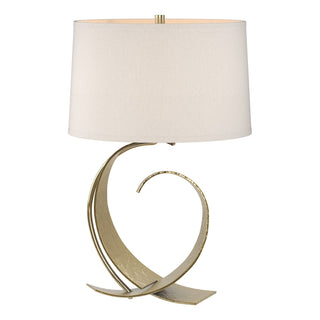 Buy modern-brass-with-flax-shade-se-glass-and-white-shade Fullered Impressions Table Accent Lamp by Hubbardton Forge