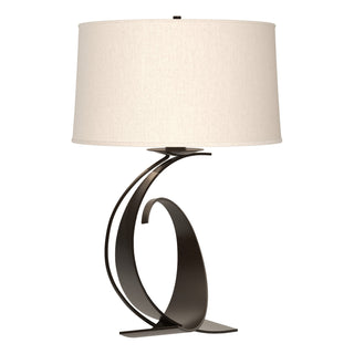 Buy oil-rubbed-bronze-with-flax-shade-se-glass-and-white-shade Fullered Impressions Table Lamp by Hubbardton Forge