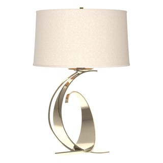 Buy sterling-with-flax-shade-se-glass-and-white-shade Fullered Impressions Table Lamp by Hubbardton Forge