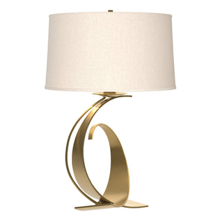 Buy modern-brass-with-flax-shade-se-glass-and-white-shade Fullered Impressions Table Lamp by Hubbardton Forge