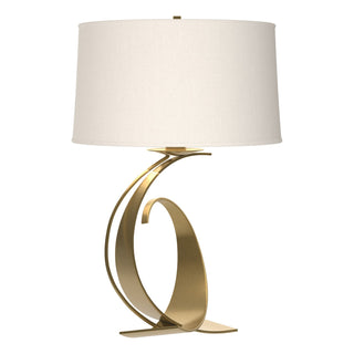 Buy modern-brass-with-natural-anna-shade-sf-glass-and-white-shade Fullered Impressions Table Lamp by Hubbardton Forge