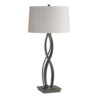 Buy dark-smoke-with-flax-shade-se-glass-and-white-shade Almost Infinity Table Lamp by Hubbardton Forge