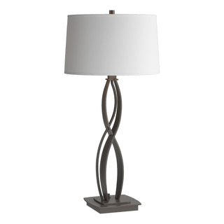 Buy dark-smoke-with-natural-anna-shade-sf-glass-and-white-shade Almost Infinity Table Lamp by Hubbardton Forge