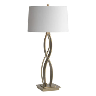 Buy soft-gold-with-natural-anna-shade-sf-glass-and-white-shade Almost Infinity Table Lamp by Hubbardton Forge