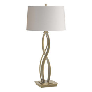 Buy modern-brass-with-flax-shade-se-glass-and-white-shade Almost Infinity Table Lamp by Hubbardton Forge