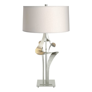 Buy sterling-with-flax-shade-se-glass-and-white-shade Antasia Table Lamp by Hubbardton Forge