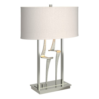 Buy sterling-with-flax-shade-se-glass-and-white-shade Antasia Table Accent Lamp by Hubbardton Forge