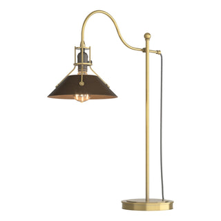 Buy modern-brass-and-amber-brown-shade Henry Table Lamp by Hubbardton Forge