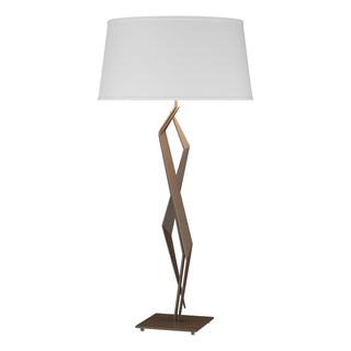 Buy bronze-with-natural-anna-shade-sf-glass-and-white-shade Facet Table Lamp by Hubbardton Forge