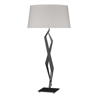Buy black-with-flax-shade-se-glass-and-white-shade Facet Table Lamp by Hubbardton Forge