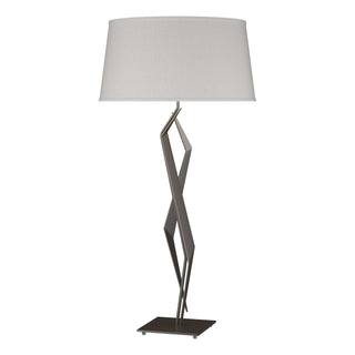 Buy oil-rubbed-bronze-with-flax-shade-se-glass-and-white-shade Facet Table Lamp by Hubbardton Forge