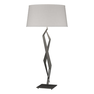 Buy natural-iron-with-flax-shade-se-glass-and-white-shade Facet Table Lamp by Hubbardton Forge