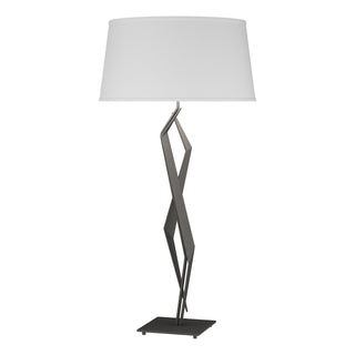 Buy natural-iron-with-natural-anna-shade-sf-glass-and-white-shade Facet Table Lamp by Hubbardton Forge