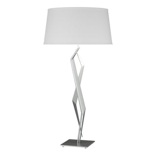 Buy vintage-platinum-with-natural-anna-shade-sf-glass-and-white-shade Facet Table Lamp by Hubbardton Forge