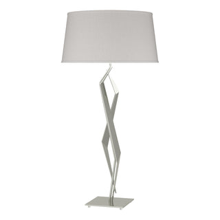 Buy sterling-with-flax-shade-se-glass-and-white-shade Facet Table Lamp by Hubbardton Forge