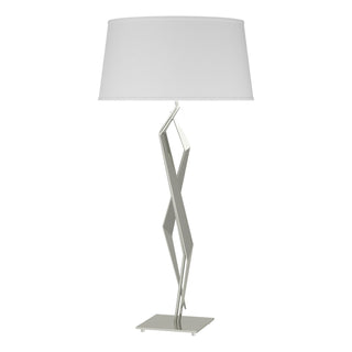 Buy sterling-with-natural-anna-shade-sf-glass-and-white-shade Facet Table Lamp by Hubbardton Forge