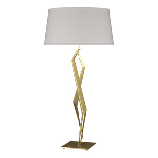 Buy modern-brass-with-flax-shade-se-glass-and-white-shade Facet Table Lamp by Hubbardton Forge
