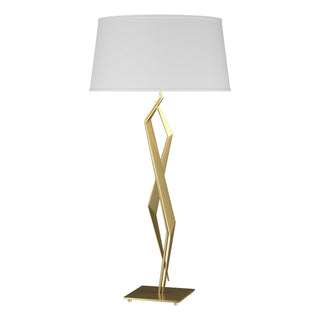 Buy modern-brass-with-natural-anna-shade-sf-glass-and-white-shade Facet Table Lamp by Hubbardton Forge