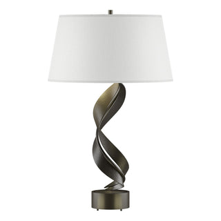 Buy dark-smoke-with-natural-anna-shade-sf-glass-and-white-shade Folio Table Lamp by Hubbardton Forge