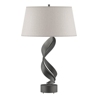 Buy natural-iron-with-flax-shade-se-glass-and-white-shade Folio Table Lamp by Hubbardton Forge