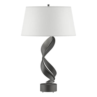Buy natural-iron-with-natural-anna-shade-sf-glass-and-white-shade Folio Table Lamp by Hubbardton Forge