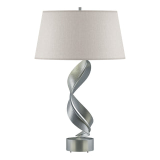 Buy vintage-platinum-with-flax-shade-se-glass-and-white-shade Folio Table Lamp by Hubbardton Forge