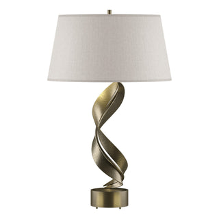Buy soft-gold-with-flax-shade-se-glass-and-white-shade Folio Table Lamp by Hubbardton Forge