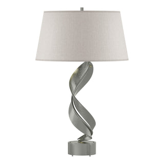 Buy sterling-with-flax-shade-se-glass-and-white-shade Folio Table Lamp by Hubbardton Forge