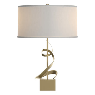 Buy modern-brass-with-natural-anna-shade-sf-glass-and-white-shade Gallery Table Lamp by Hubbardton Forge