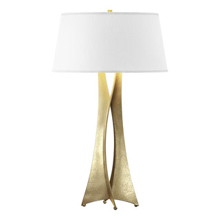 Buy modern-brass-with-flax-shade-se-glass-and-white-shade Moreau Table Lamp by Hubbardton Forge