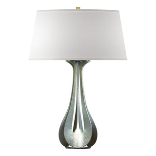 Buy vintage-platinum-with-flax-shade-se-glass-and-white-shade Lino Table Lamp by Hubbardton Forge