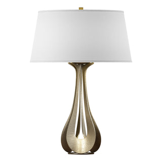 Buy soft-gold-with-natural-anna-shade-sf-glass-and-white-shade Lino Table Lamp by Hubbardton Forge