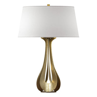 Buy modern-brass-with-flax-shade-se-glass-and-white-shade Lino Table Lamp by Hubbardton Forge