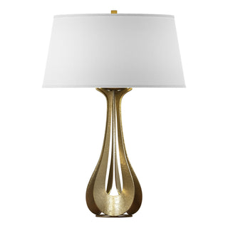 Buy modern-brass-with-natural-anna-shade-sf-glass-and-white-shade Lino Table Lamp by Hubbardton Forge