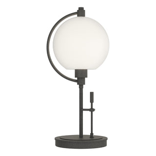 Buy natural-iron-with-opal-glass-gg-glass-and-white-shade Pluto Table Accent Lamp by Hubbardton Forge