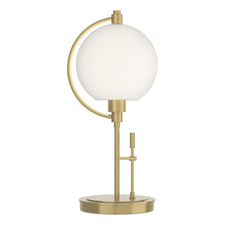 Buy modern-brass-with-opal-glass-gg-glass-and-white-shade Pluto Table Lamp by Hubbardton Forge