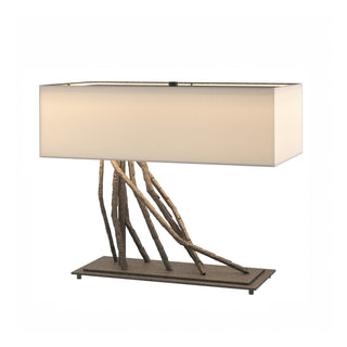 Buy natural-iron-with-flax-shade-se-glass-and-white-shade Brindille Table Lamp by Hubbardton Forge