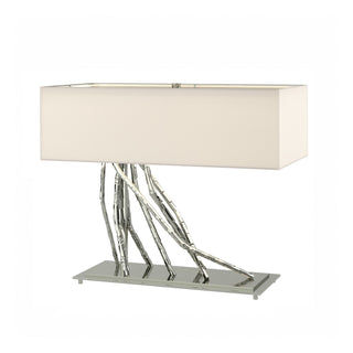 Buy sterling-with-flax-shade-se-glass-and-white-shade Brindille Table Accent Lamp by Hubbardton Forge