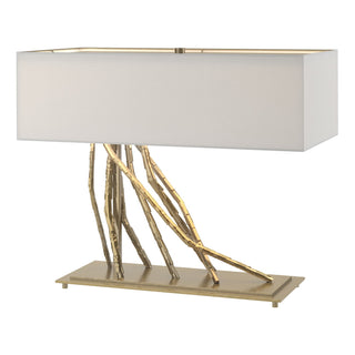 Buy modern-brass-with-natural-anna-shade-sf-glass-and-white-shade Brindille Table Lamp by Hubbardton Forge