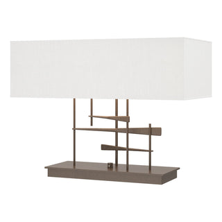 Buy bronze-with-natural-anna-shade-sf-glass-and-white-shade Cavaletti Table Lamp by Hubbardton Forge