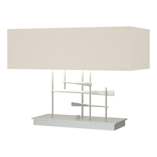 Buy vintage-platinum-with-flax-shade-se-glass-and-white-shade Cavaletti Table Lamp by Hubbardton Forge